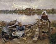 Eero Jarnefelt JARNEFELT Eero Laundry at the river bank oil on canvas